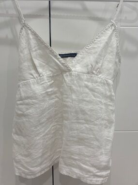 Brandy Melville White Linen Top